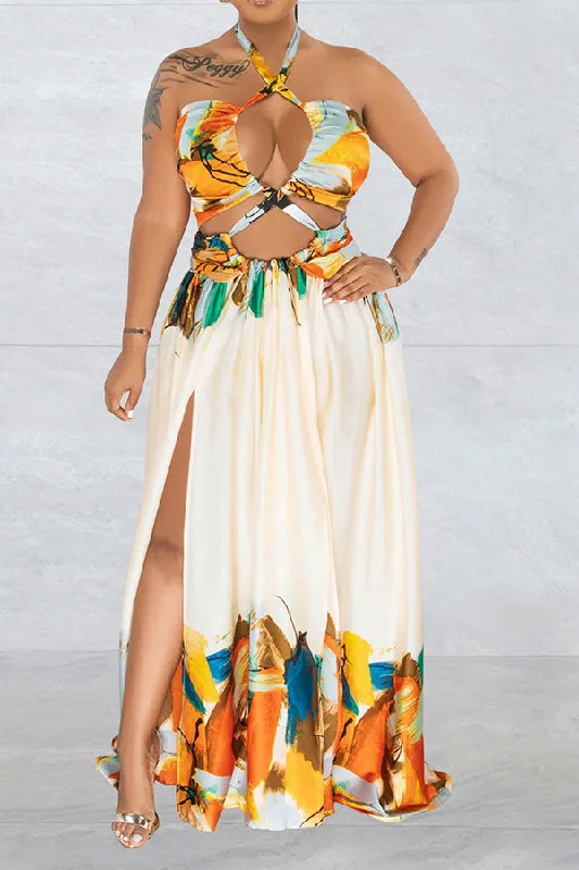 Graffiti Print Tropical Strappy Cutout Open Back Maxi Dress Stylish Empire Waist Maxi Dress Graffiti Print Tropical Strappy Cutout Open Back Maxi Dress Stylish Empire Waist Maxi Dress
