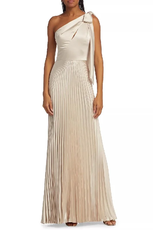 Lovely Evenings One-Shoulder Pleated Maxi Dress Trendy V-Neck Maxi Dress