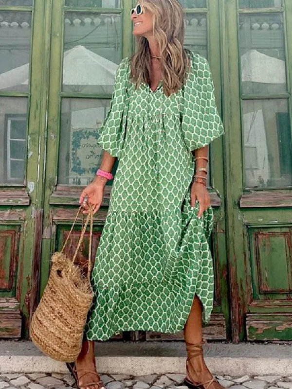 SERENA - BOHEMIAN MAXI DRESS Trendy Satin Maxi Dress