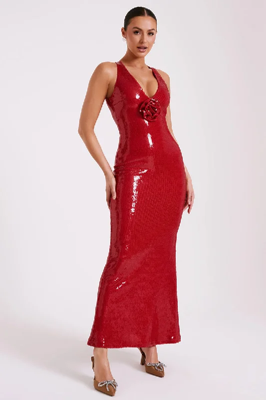 Mesmerizing Arrival Backless Sequin Maxi Dress Stylish One-Shoulder Maxi Dress