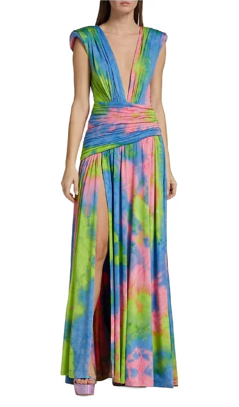 MIXED FLORA SLEEVELESS MAXI DRESS Elegant Pleated Maxi Dress