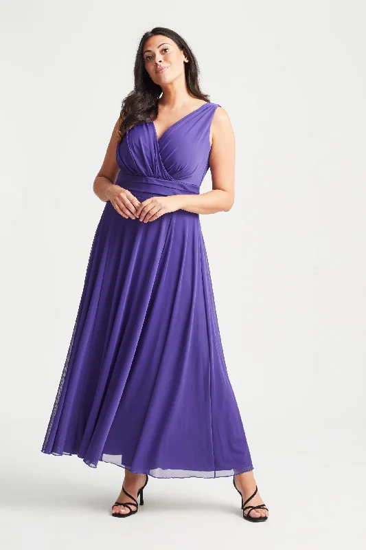 Nancy Marilyn Purple Mesh Maxi Dress Classic Strapless Maxi Dress