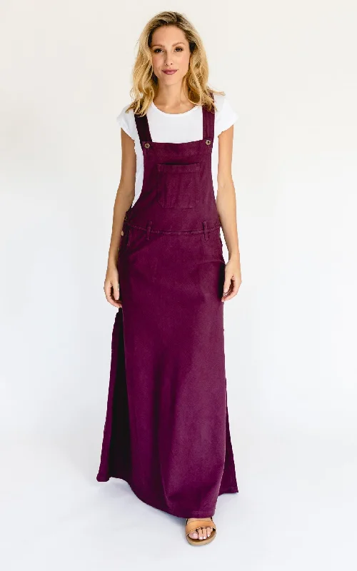 Overall Maxi Dress - Wine Classic V-Neck Maxi Dress