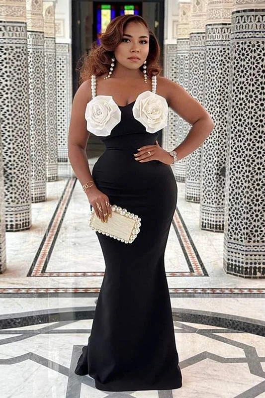 ROSES FISHTAIL MAXI DRESS Elegant Maxi Dress with Belt