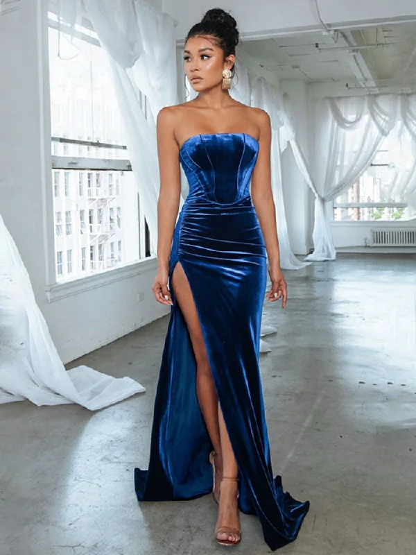 Sexy Backless Corset High Slit Elegant Velvet Evening Gown Dress Women 2023 Solid Party Club Formal Long Maxi Dresses Classic Strapless Maxi Dress Sexy Backless Corset High Slit Elegant Velvet Evening Gown Dress Women 2023 Solid Party Club Formal Long Maxi Dresses Classic Strapless Maxi Dress