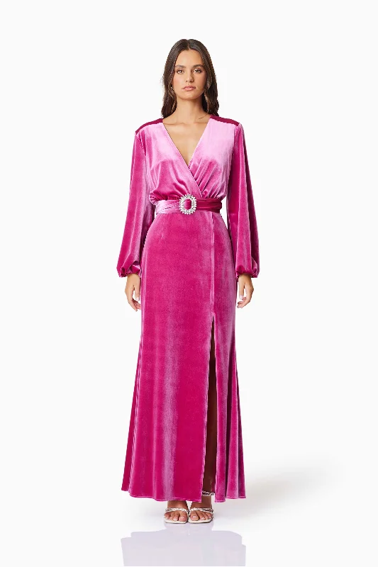 Solene Eventwear Maxi Dress In Pink Trendy Printed Maxi Dress