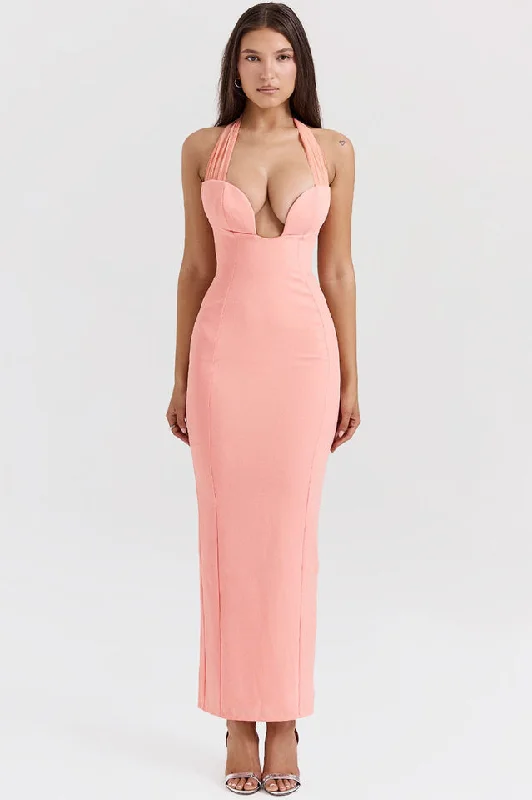 Sorbet Crepe Halter Maxi Dress Cozy Knit Maxi Dress