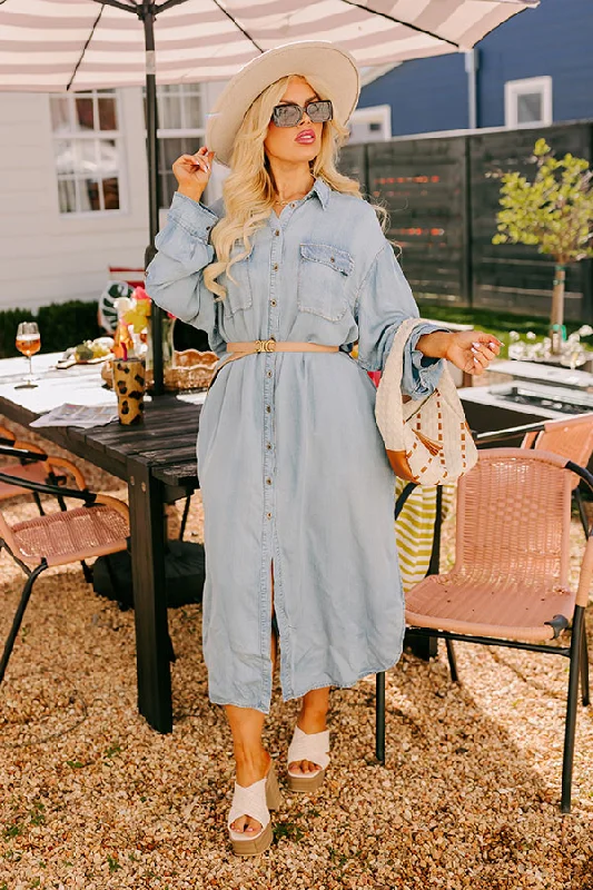 Street Chic Chambray Maxi Dress Curves Cozy Wrap Maxi Dress