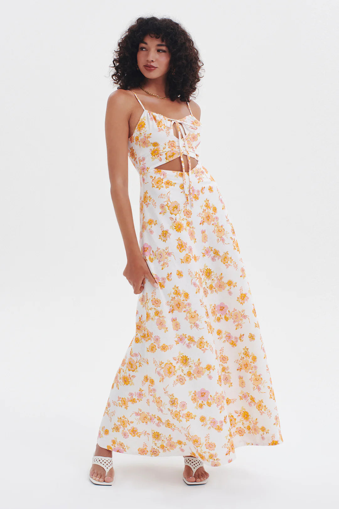 Sundream Maxi Dress Ivory Floral Comfortable Cotton Maxi Dress