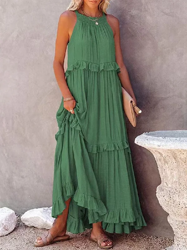 Women Solid Long Dresses Summer Casual Loose Sleeveless Hollow Tie-Up Dress Female Beach Party Ruffle Maxi Dresses Elegant Robe Trendy Short Sleeve Maxi Dress Women Solid Long Dresses Summer Casual Loose Sleeveless Hollow Tie-Up Dress Female Beach Party Ruffle Maxi Dresses Elegant Robe Trendy Short Sleeve Maxi Dress