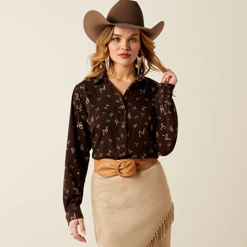 Ariat Women's Homestyle L/S Western Button Down Shirt in Brown Mole Ranch Brand Chenille Fabric Brocade Fabric Lace Fabric Ariat Women's Homestyle L/S Western Button Down Shirt in Brown Mole Ranch Brand Chenille Fabric Brocade Fabric Lace Fabric