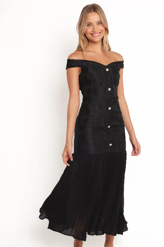 Evelina Maxi Dress - Black Classic Solid Maxi Dress