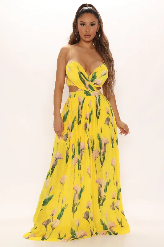 Florentine Floral Maxi Dress - Yellow/combo Classic Black Maxi Dress
