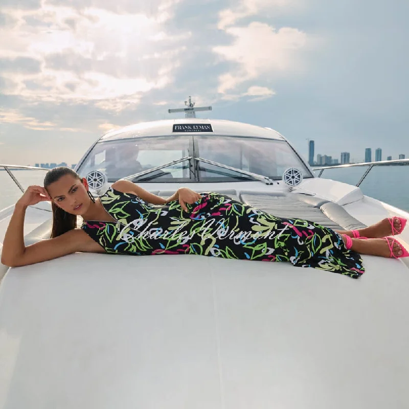 Frank Lyman Abstract Print Maxi Dress - Style 256189 Comfortable Bohemian Maxi Dress