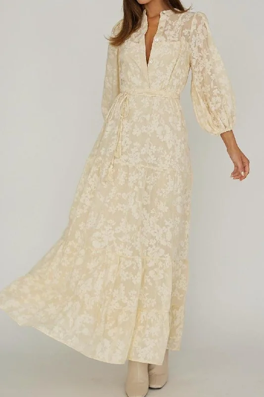 Harper Maxi Dress - Cream Classic A-Line Maxi Dress