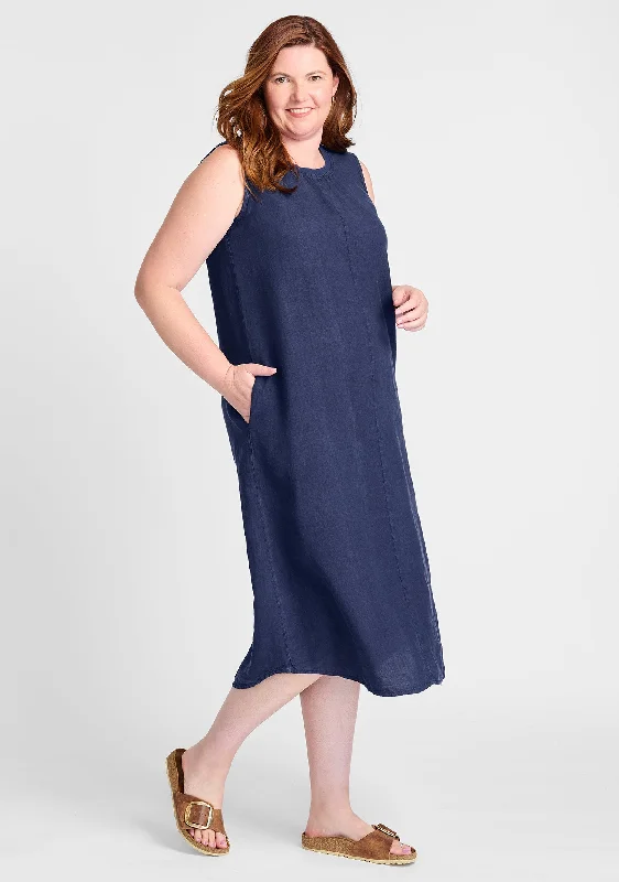 High Line Dress - Linen Maxi Dress - FINAL SALE Trendy Maxi Dress with Belt
