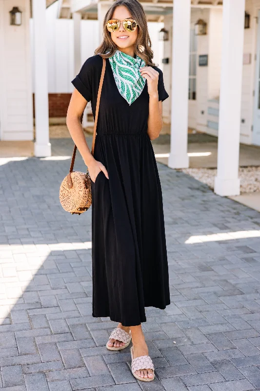 Hold On Tight Black Tied Back Maxi Dress Stylish Off-Shoulder Maxi Dress