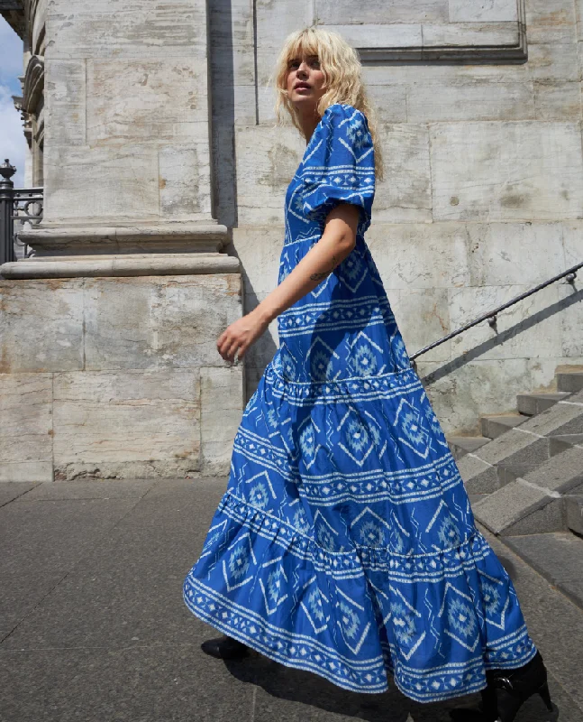 Lollys Laundry Gambo Blue Maxi Dress Stylish Long Sleeve Maxi Dress