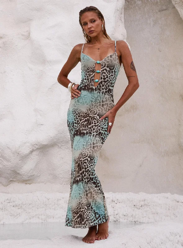 Mi Casa Maxi Dress Animal Stylish Button-Up Maxi Dress