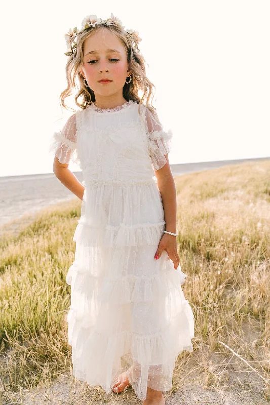 Mini Whimsical Maxi Dress in White Comfortable Pleated Maxi Dress