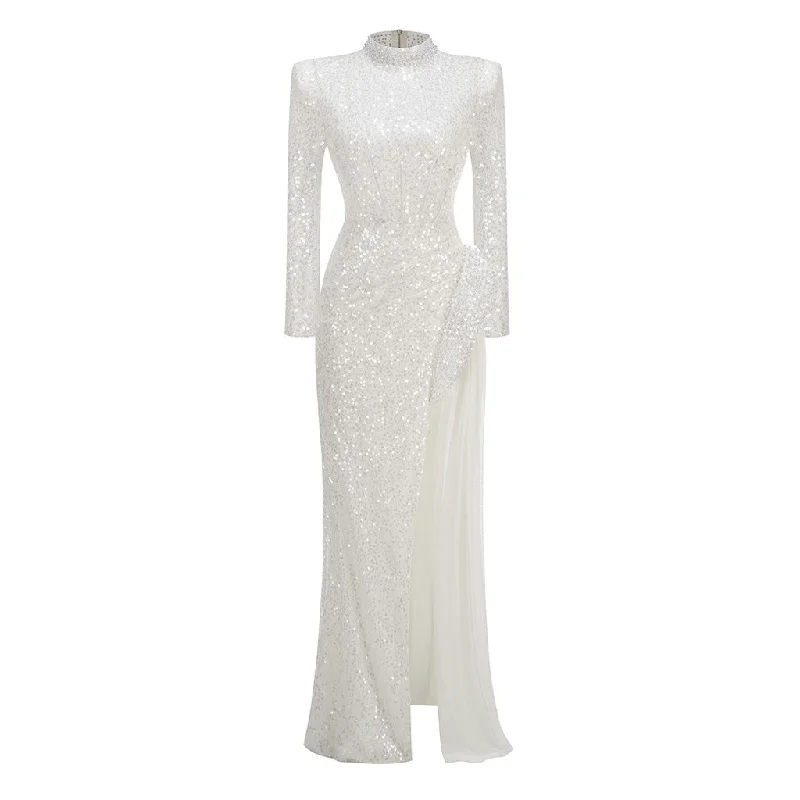 Opulent Faux Pearl Strong Shoulder Cutout Draped Sash Split Sequin Maxi Dress Chic Summer Floral Maxi Dress Opulent Faux Pearl Strong Shoulder Cutout Draped Sash Split Sequin Maxi Dress Chic Summer Floral Maxi Dress