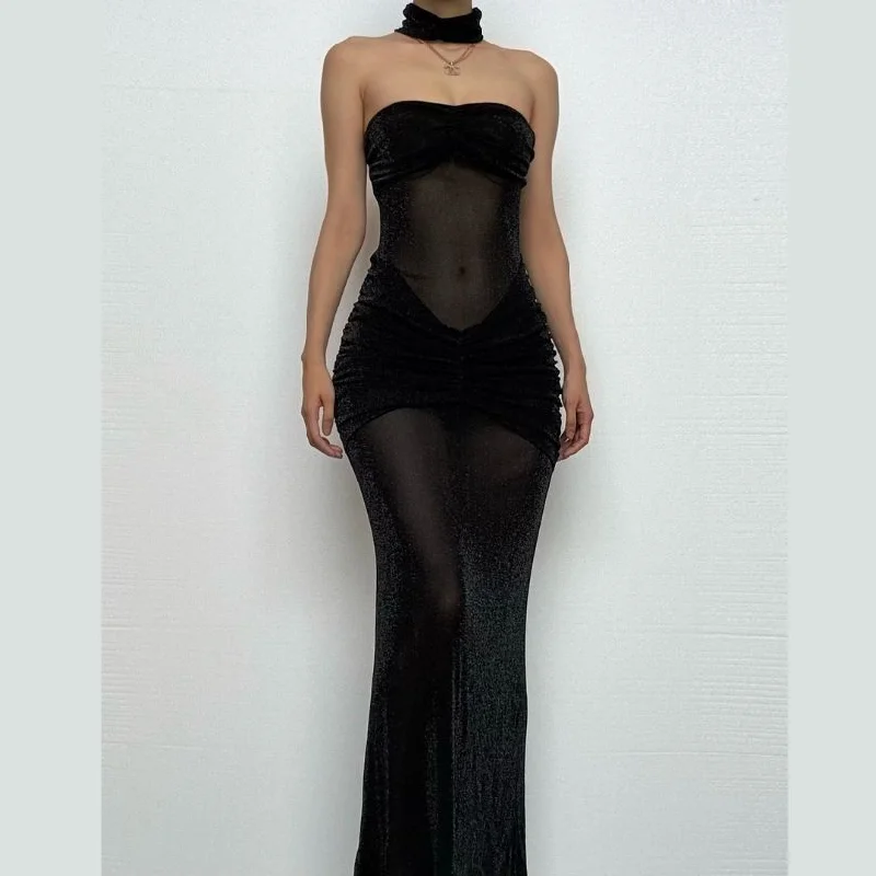 Sweetheart neck ruched see through glitter tube maxi dress Fashionable Button-Down Maxi Dress Sweetheart neck ruched see through glitter tube maxi dress Fashionable Button-Down Maxi Dress