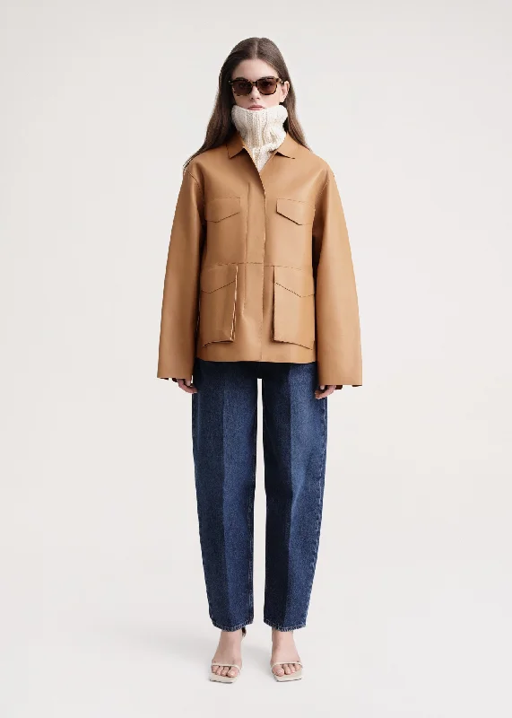 Army leather jacket camel Chenille Jacket Brocade Jacket Lace Jacket