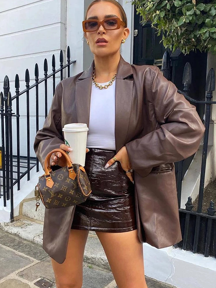 Black PU Leather Y2K Motorcycle Autumn Winter High Street Casual Warm Jacket Snapped Jacket Toggled Jacket Drawstring Jacket Black PU Leather Y2K Motorcycle Autumn Winter High Street Casual Warm Jacket Snapped Jacket Toggled Jacket Drawstring Jacket