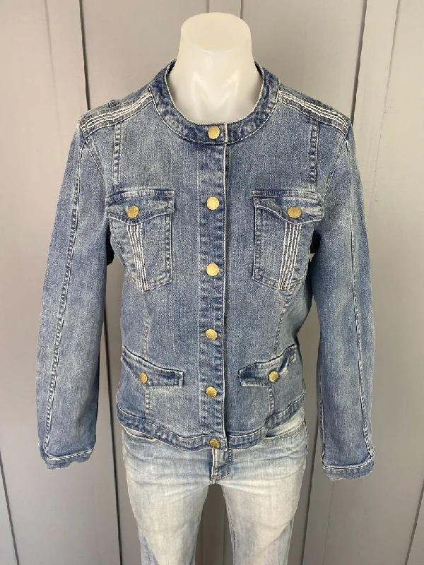 Blue Loobie's Story Denim Jacket, 12 Denim Fabric Leather Fabric Suede Fabric