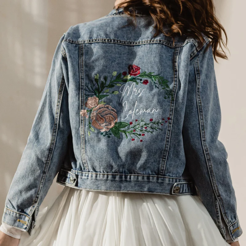Botanical Denim Bridal Jacket Striped Jacket Polka Dot Jacket Floral Jacket