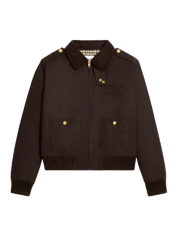 TRIOMPHE JACKET IN WAXED COTTON CANVAS Zip Front Button Front Snap Front