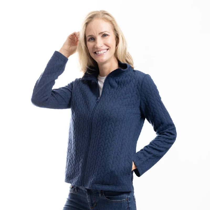 CozyCable Jacquard Jersey Knit Jacket Navy Rayon Fabric Velvet Fabric Corduroy Fabric CozyCable Jacquard Jersey Knit Jacket Navy Rayon Fabric Velvet Fabric Corduroy Fabric
