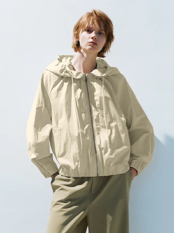 Drawstring Hem Oversized Jackets Zip Front Button Front Snap Front