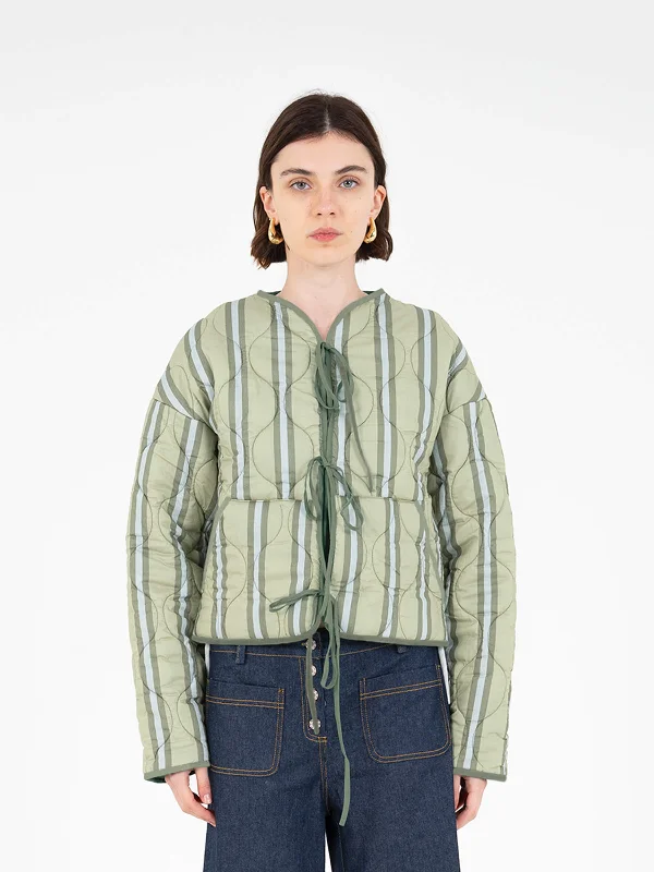 Euphoria striped puffer jacket Belted Jacket Elasticated Jacket Padded Jacket