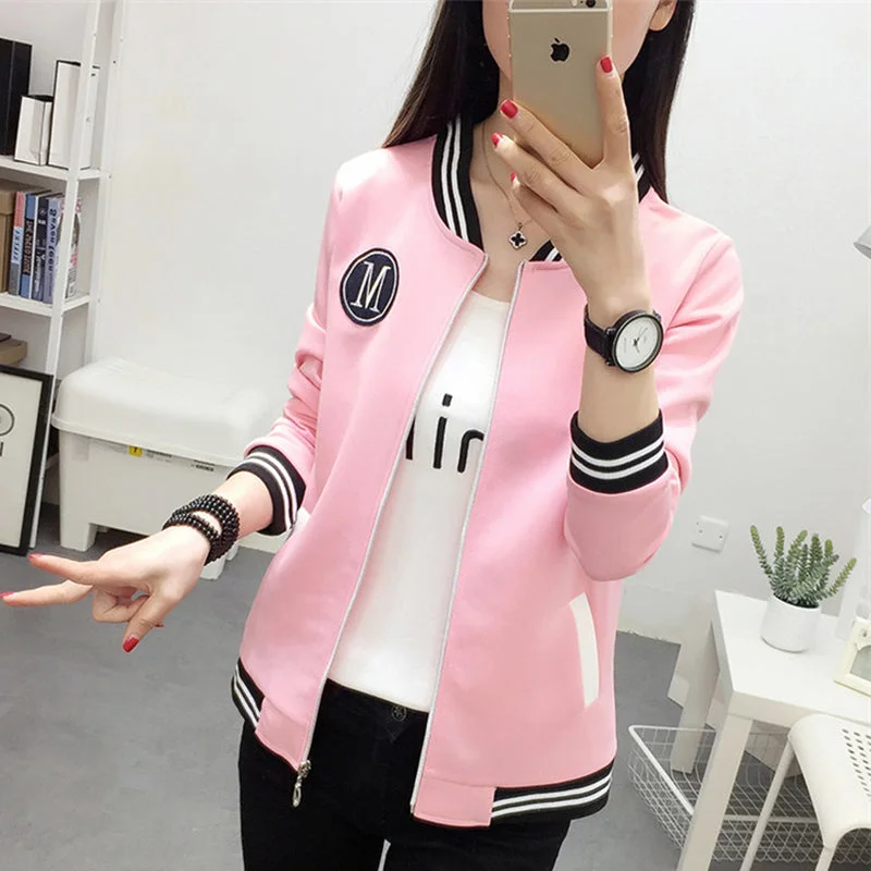 Fashion Women Zipper Long Sleeve Jacket Coat Outwear Stylish Casual Tops baseball uniform female Autumn pink cropped jacket Wool Fabric Cashmere Fabric Tweed Fabric Fashion Women Zipper Long Sleeve Jacket Coat Outwear Stylish Casual Tops baseball uniform female Autumn pink cropped jacket Wool Fabric Cashmere Fabric Tweed Fabric