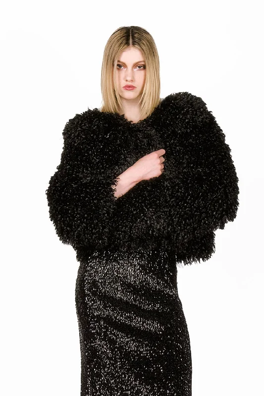 Faux Curly Lamb Fur Jacket Wool Jacket Cashmere Jacket Tweed Jacket