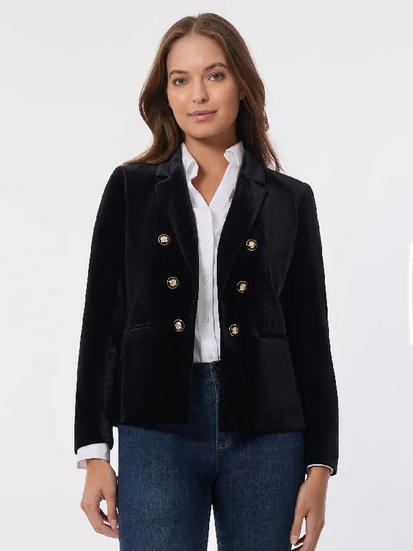 Faux Double Breasted Jacket, Velvet Print Jacket Jacquard Jacket Patchwork Jacket