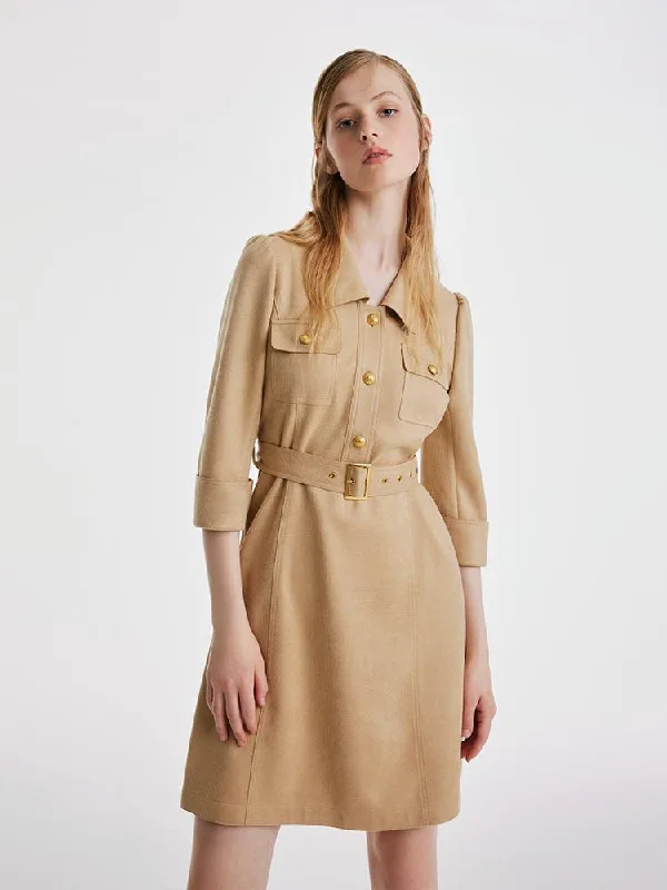 Faux Suede Mini Dress With Belt Stylish Summer Mini Dress