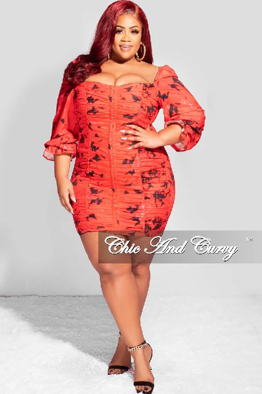 Final Sale Plus Size Frill Corset Mini Dress in Red Comfortable Smocked Mini Dress