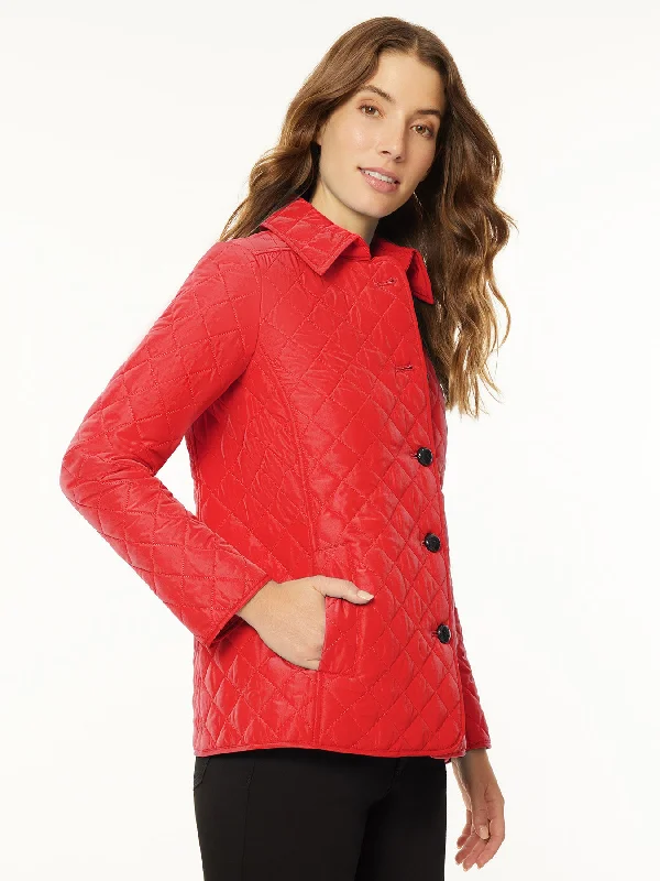Five-Button Quilted Jacket Insulated Jacket Fitted Jacket Loose Jacket