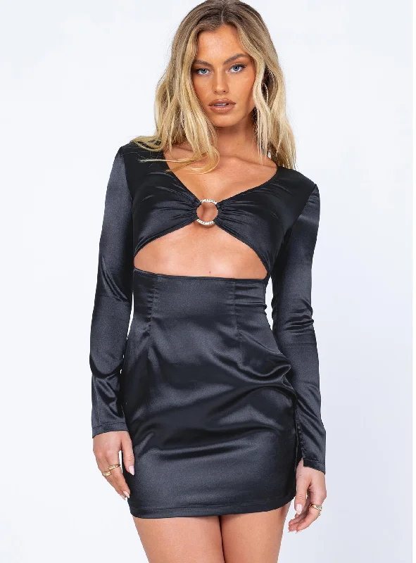 Henry Mini Dress Black Stylish Sweetheart Mini Dress