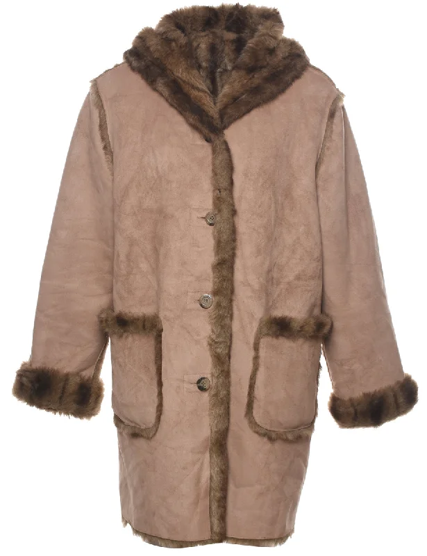 Hooded Shearling Jacket - L Quilted Jacket Puffer Jacket Insulated Jacket