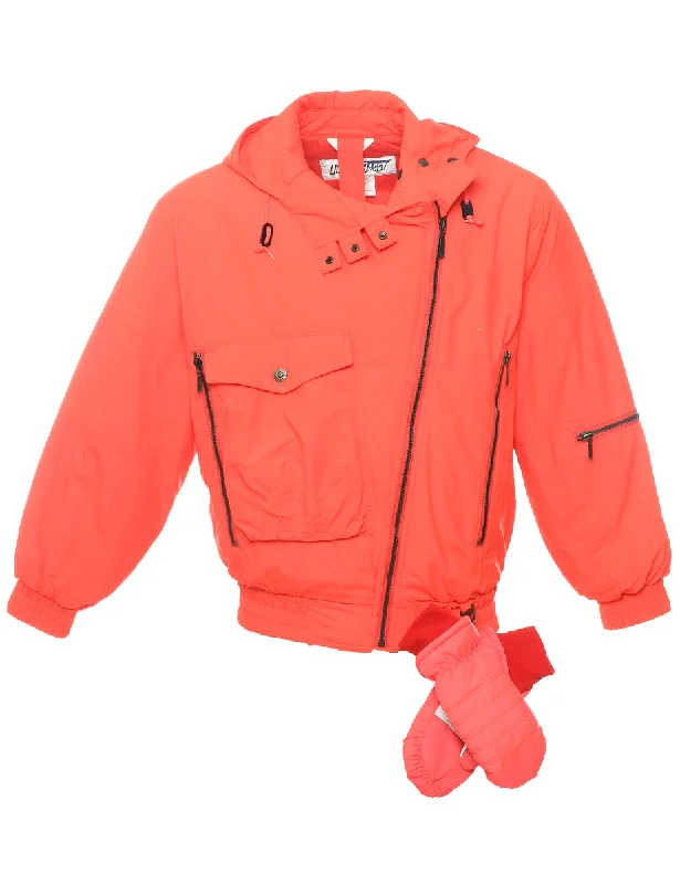 Hooded Ski Jacket With Gloves Attached - S Appliqued Jacket Beaded Jacket Sequined Jacket Hooded Ski Jacket With Gloves Attached - S Appliqued Jacket Beaded Jacket Sequined Jacket