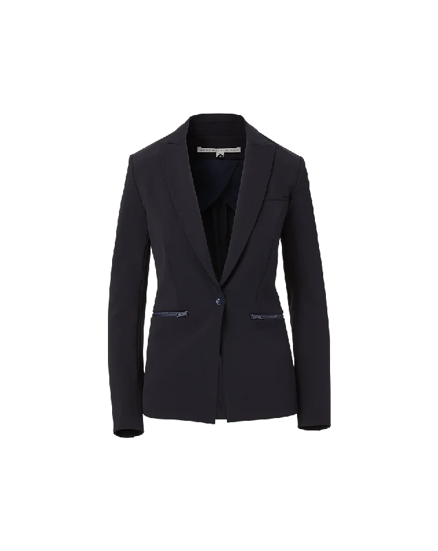 Iconic Scuba Blazer Jacket in Navy Welt Pockets Slit Pockets Flap Pockets