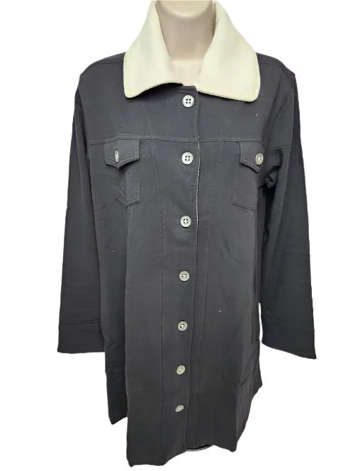 Jacket 2 Pocket Cashmere Trim Black/Ivory Womens 7733bkiv Oversized Jacket Tailored Jacket Straight Jacket Jacket 2 Pocket Cashmere Trim Black/Ivory Womens 7733bkiv Oversized Jacket Tailored Jacket Straight Jacket