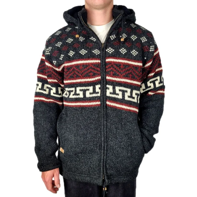 Jacket Aztec Charcoal/White/Red Mesh Jacket Canvas Jacket Denim Jacket