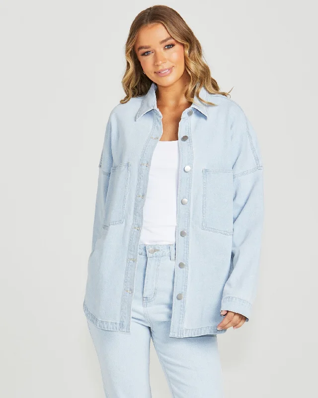 Jasmine Denim Jacket - 96 Bleached Wash Oversized Jacket Tailored Jacket Straight Jacket Jasmine Denim Jacket - 96 Bleached Wash Oversized Jacket Tailored Jacket Straight Jacket