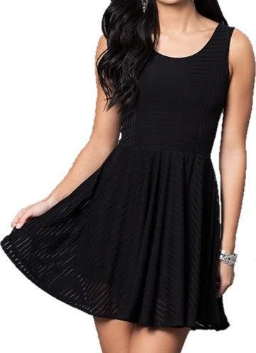 Juniors Mini Dress With Sheer Stripes Stylish Sweetheart Neck Mini Dress