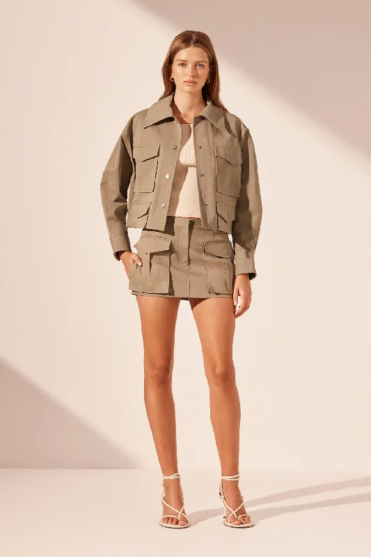 KAI PATCH POCKET CROP JACKET - GREY KHAKI Plaid Jacket Tartan Jacket Houndstooth Jacket KAI PATCH POCKET CROP JACKET - GREY KHAKI Plaid Jacket Tartan Jacket Houndstooth Jacket