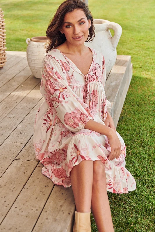 Karmel Mini Dress - Pink Trendy Off-Shoulder Dress Mini